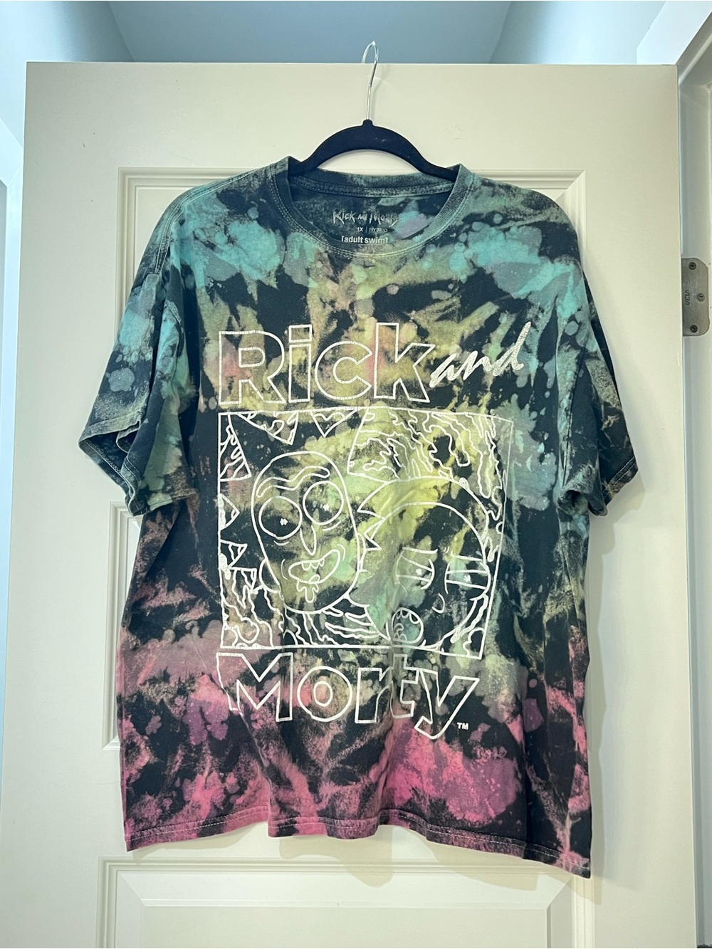 Rick and Morty Adult Swim 1X Multicolor Tie Dye Graphic T-Shirt Cotton